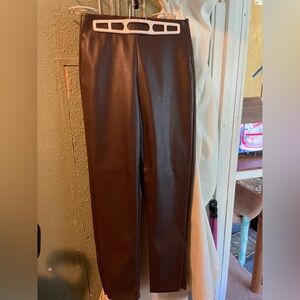 Old Navy Sz Small/Tall High Waisted Pull-On Chocolate Brown Faux Leather Pants